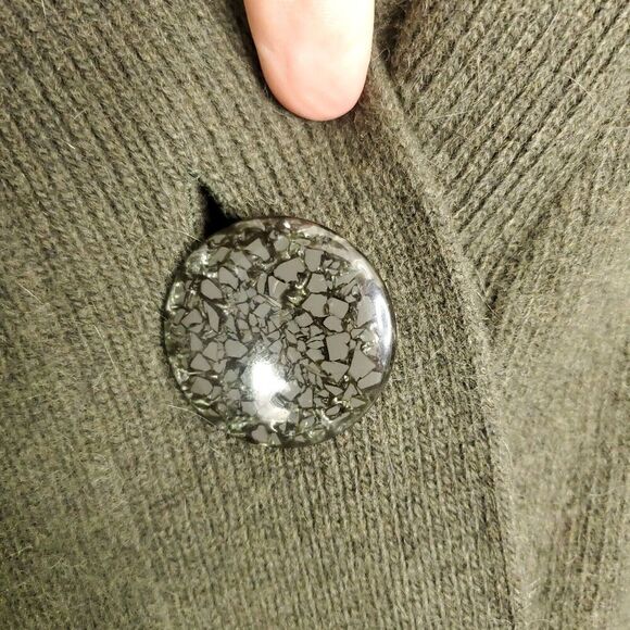 Sarah Spencer Sweater Womens M Lambswool Angora Rabbit Olive Green Heavy Knit - Picture 4 of 9